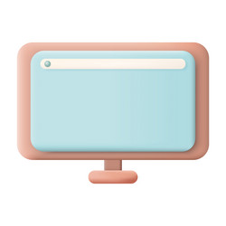 computer screen 3d icon on white background empty vector image