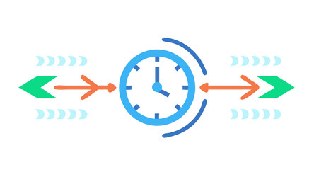 forward movement of time with clock and arrows vector image