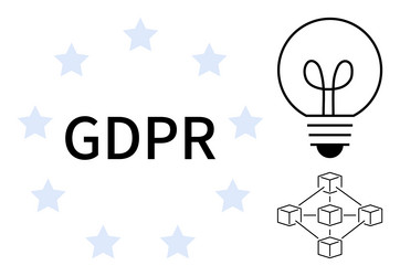 gdpr concept with light bulb idea and blockchain vector image