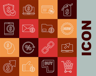 set line add to shopping cart laptop and cursor vector image