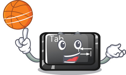 with basketball tab button installed on computer vector image