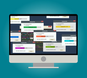 backup files copying progress bar on computer vector