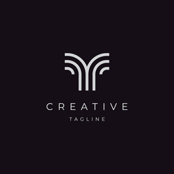 Yt logo monogram with circular shape shield Vector Image