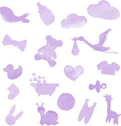 Watercolor Baby Elements Vector Image