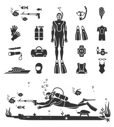 Scuba diving icon set Royalty Free Vector Image