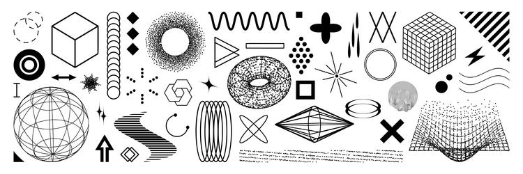 set of graphic geometric assets with a bitmap vector image