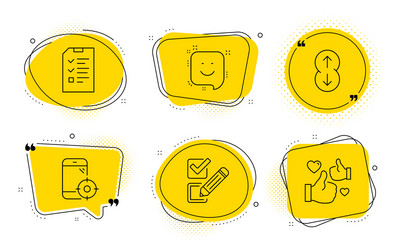 Checkbox scroll down and smile icons set vector