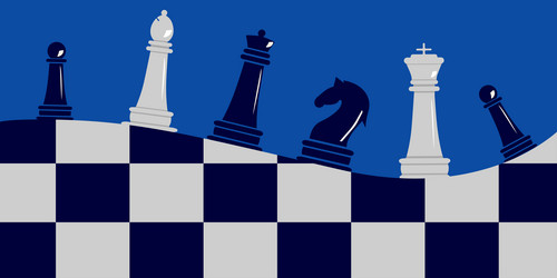 Premium Photo  Chess pieces and game board on dark blue background