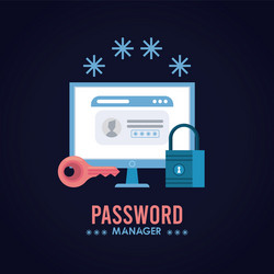 password manager theme with padlock and web vector image
