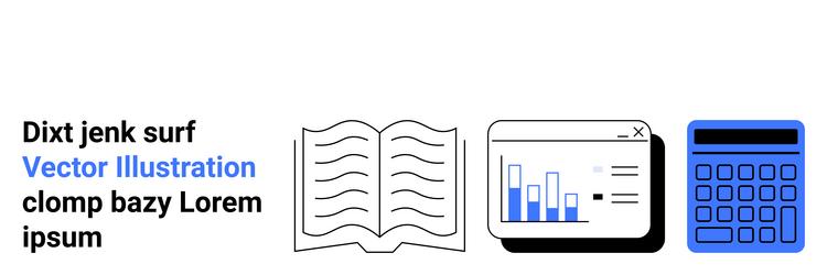 open book data charts on screen and calculator vector image