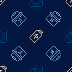 set line power button toolbox electrician vector image