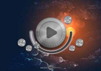 abstract technology app icon with music button vector image