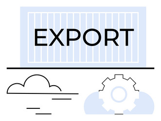 export container with cloud and gear representing vector image