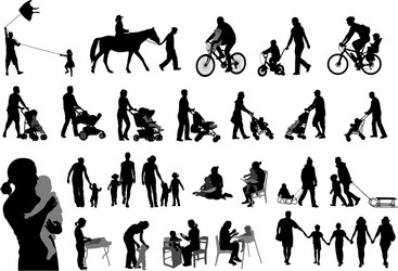 Family Time Silhouettes Vector Image
