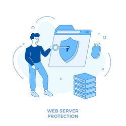 linear flat web server protection network vector image