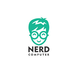 Nerd Logo Template - Computer & Geek vector image