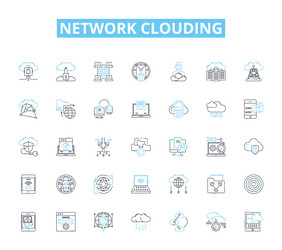 network clouding linear icons set virtualization vector image