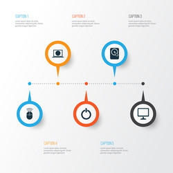 notebook icons set collection of web power vector image