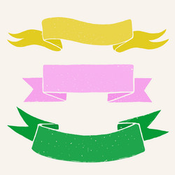 retro ribbon banners in rough rustic style hand vector image