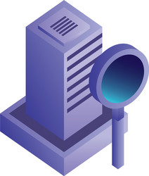 database server center magnifying glass network vector image