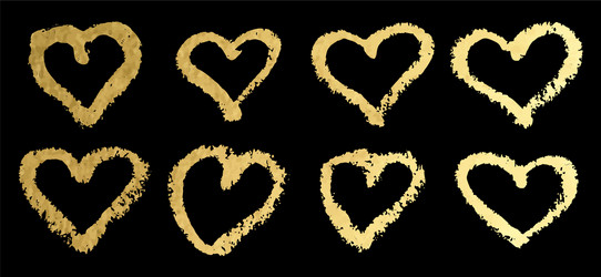 hand-painted gold with hearts vector