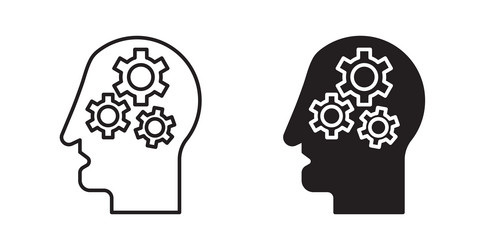 thinking icon set in thin line for web vector image