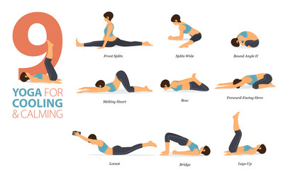 9 Yoga Poses for Calm & Fitness Vector Image