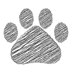 Hand drawn doodle style cat footprint vector