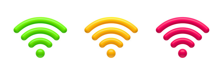 set of different color 3d wi-fi sign vector image