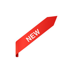 corner ribbon red banner with word new realistic vector