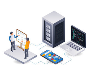 discussion work team developing server hosting vector image