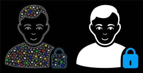 flare mesh network user locked icon with vector image