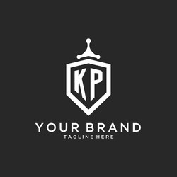 kp monogram logo initial with shield guard shape vector image