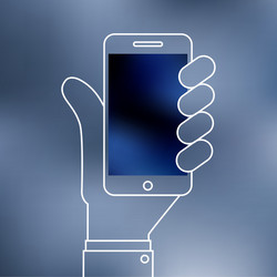 linear of smartphone on hand icon vector