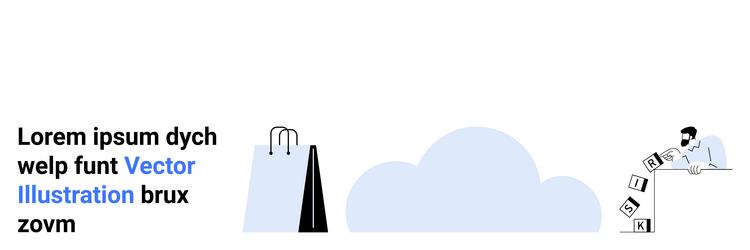 man using blocks to build structure next cloud vector image