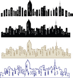 set cities silhouette vector image