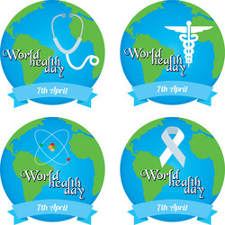 Set labels with text and elements for world health vector