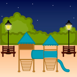 view of a playground with slide vector image