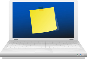 yellow sticky note at the laptop screen vector