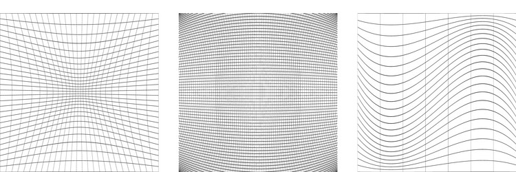 set of deformed distorted grids meshes flex vector image