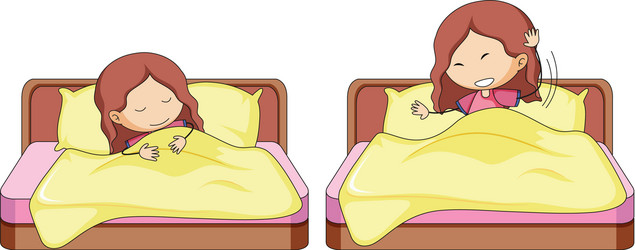 Set of girl in bed vector