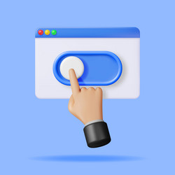 3d hand and switch button in browser vector