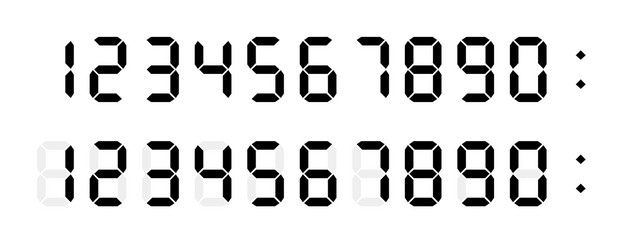 Digital Numbers Font - Clock Display vector image