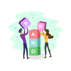 Flat modern brand building two people vector