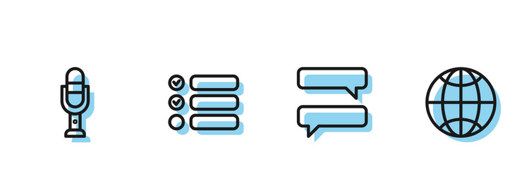 set line speech bubble chat microphone task list vector image