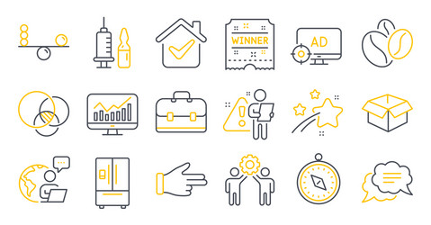 Set business icons such as winner ticket vector