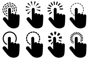 Set fingers cursors computer interface digital vector