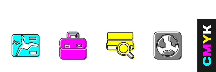 set topographic map briefcase soil analysis vector