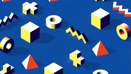 Abstract isometric 3d shapes with contrast shadows vector