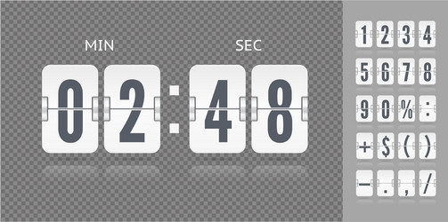 analog countdown font flip numbers white vector